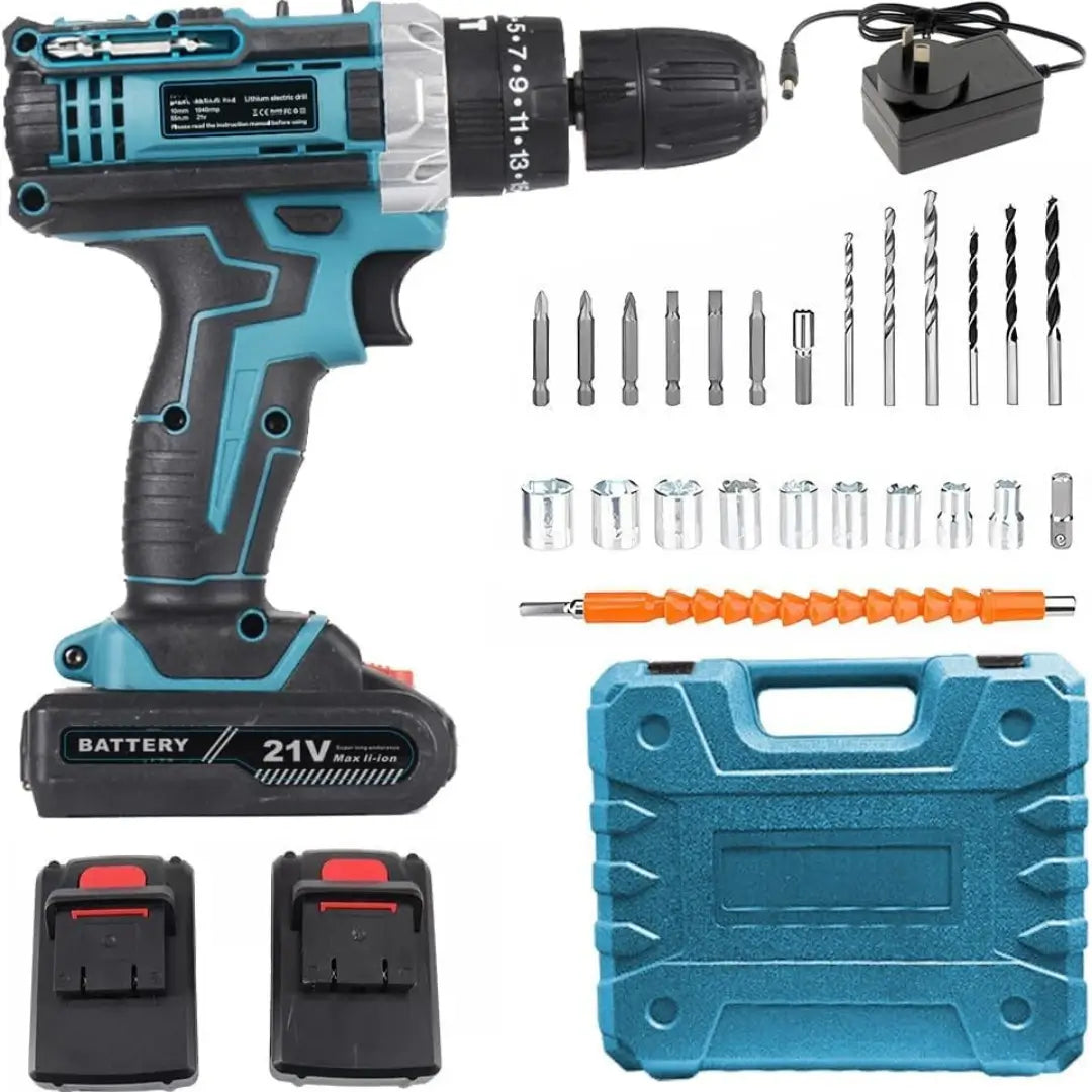 Taladro Inalámbrico Percutor 24V + Kit de Herramientas 39 en 1