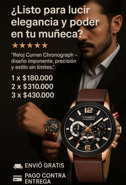 Reloj Curren Chronograph+ Tarjeta de Garantía