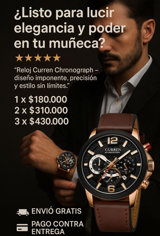 Reloj Curren Chronograph+ Tarjeta de Garantía