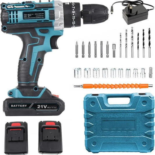 Taladro Inalámbrico Percutor 24V + Kit de Herramientas 39 en 1